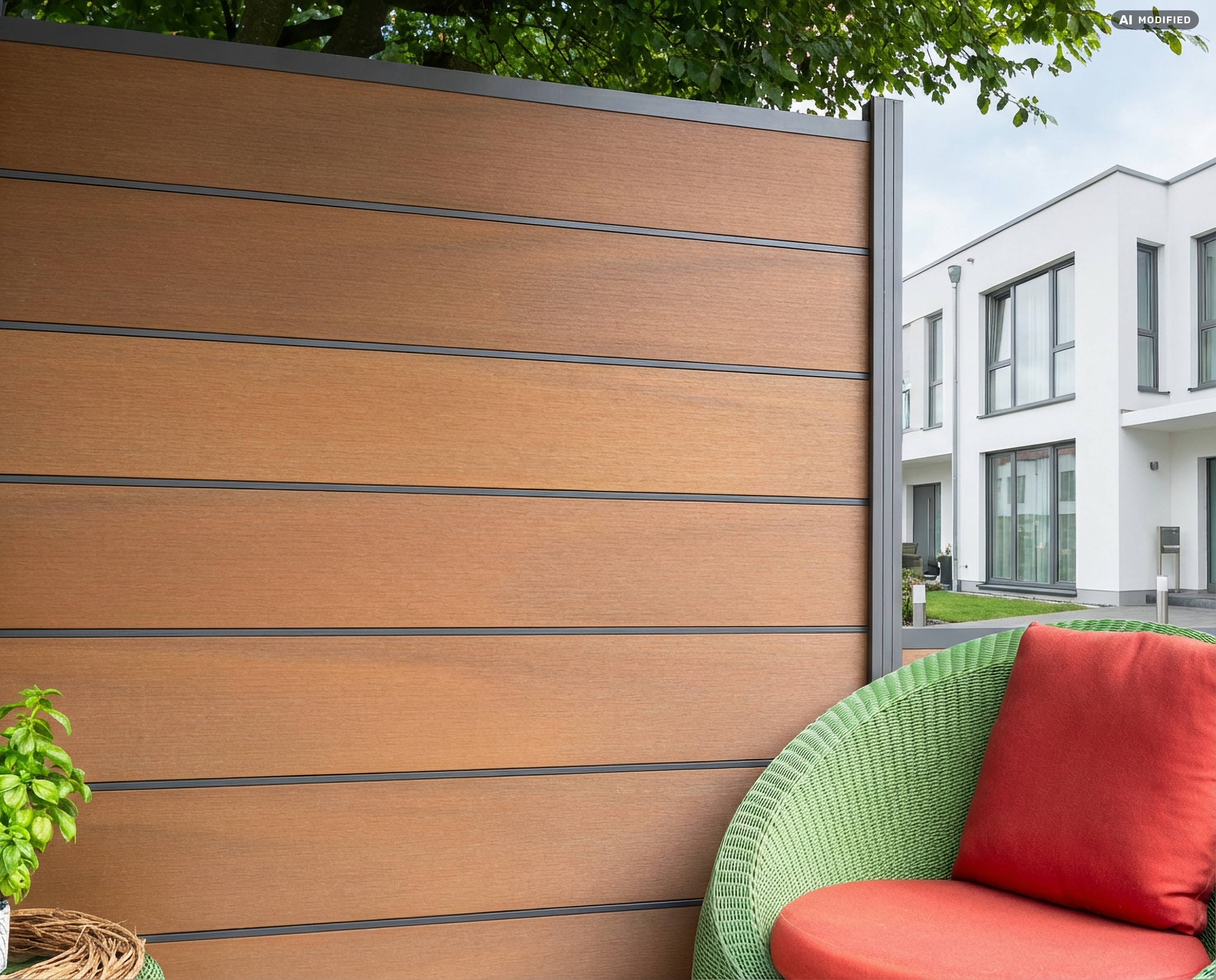BPC Steckzaun Ameland Exclusive co-extrudiert, ca. 180x180 cm in Mahagoni/ Aluminium Anthrazit