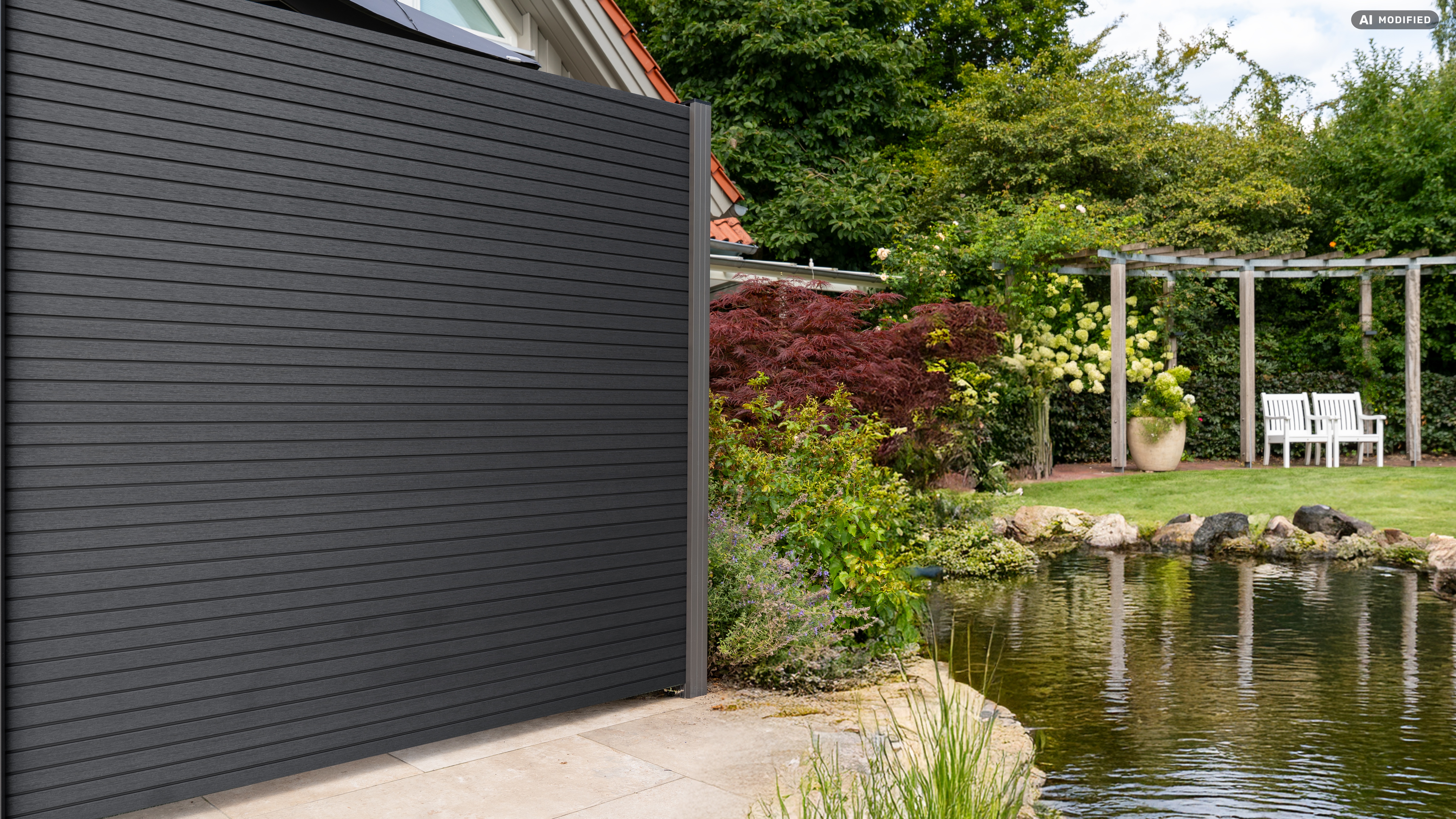 BPC Steckzaun Shadowline  ca. 180x180 cm in Deep Black, Co-Extrudiert