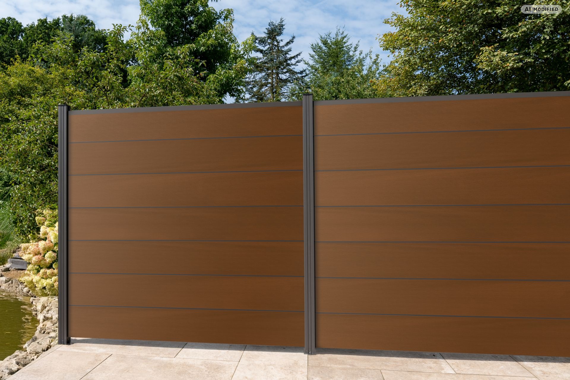 BPC Steckzaun Ameland Exclusive co-extrudiert, ca. 180x180 cm in Ipe/ Aluminium Anthrazit